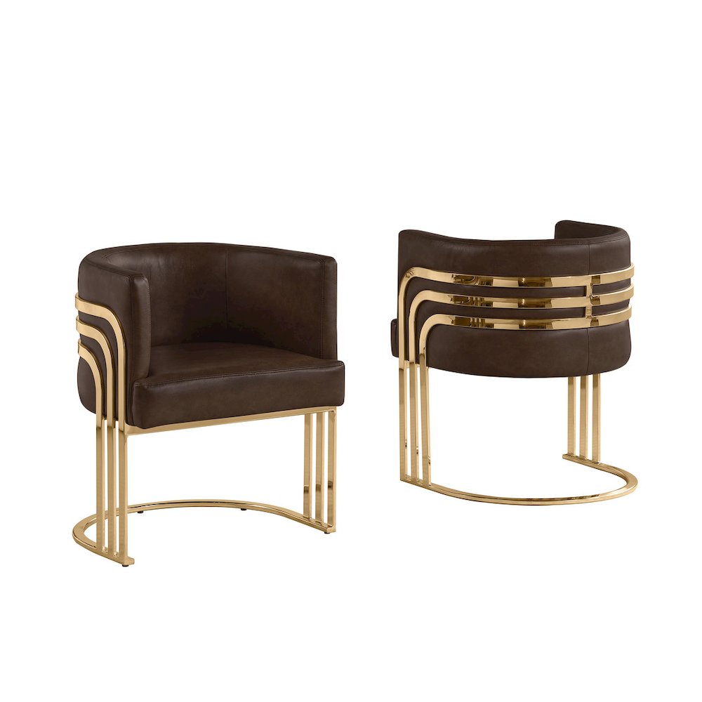 Leather-Aire Barrel Accent Chair with Gold Base