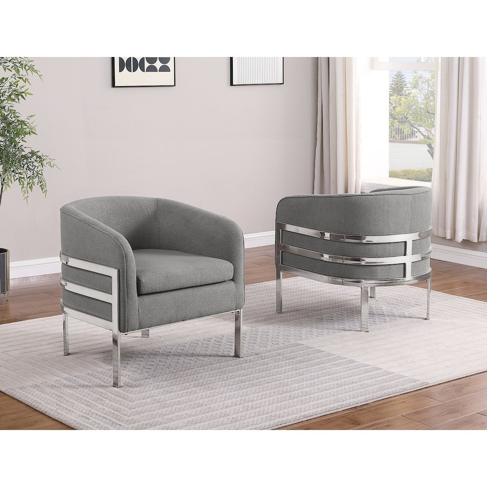 Single Teddy Fabric Dark Gray Barrel Chair