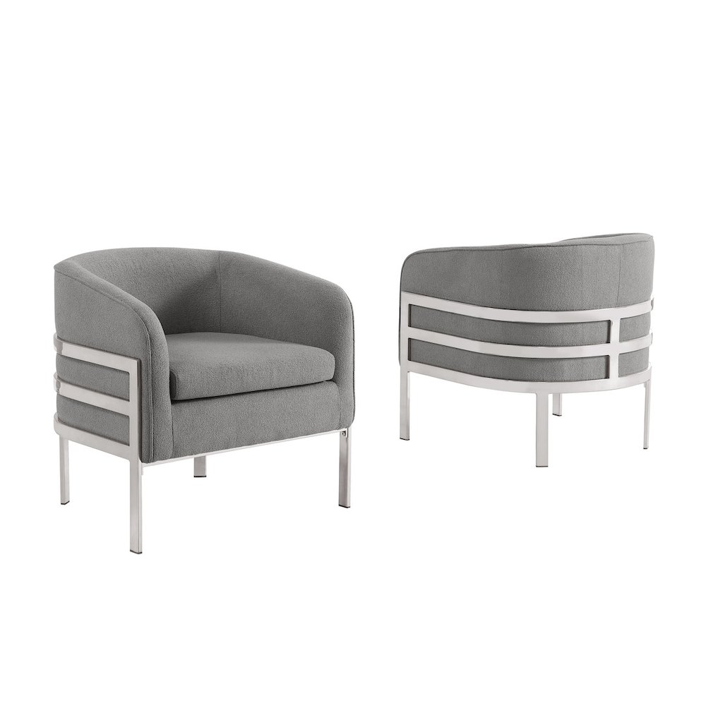 Single Teddy Fabric Dark Gray Barrel Chair