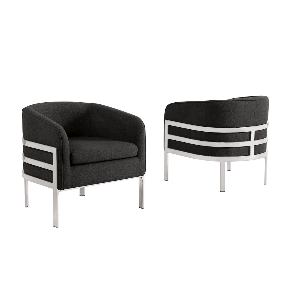 Single Teddy Fabric Black Barrel Chair