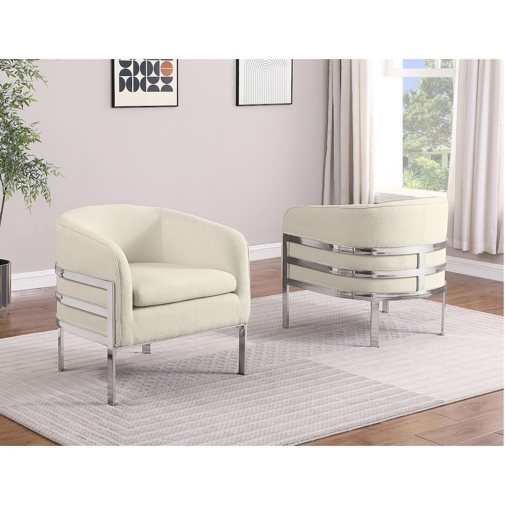 Single Teddy Fabric Cream Barrel Chair