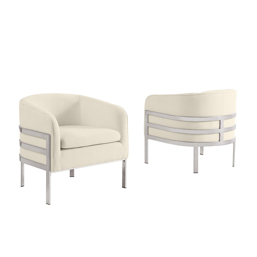Single Teddy Fabric Cream Barrel Chair