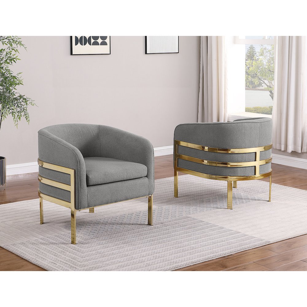 Single Teddy Fabric Dark Gray Barrel Chair