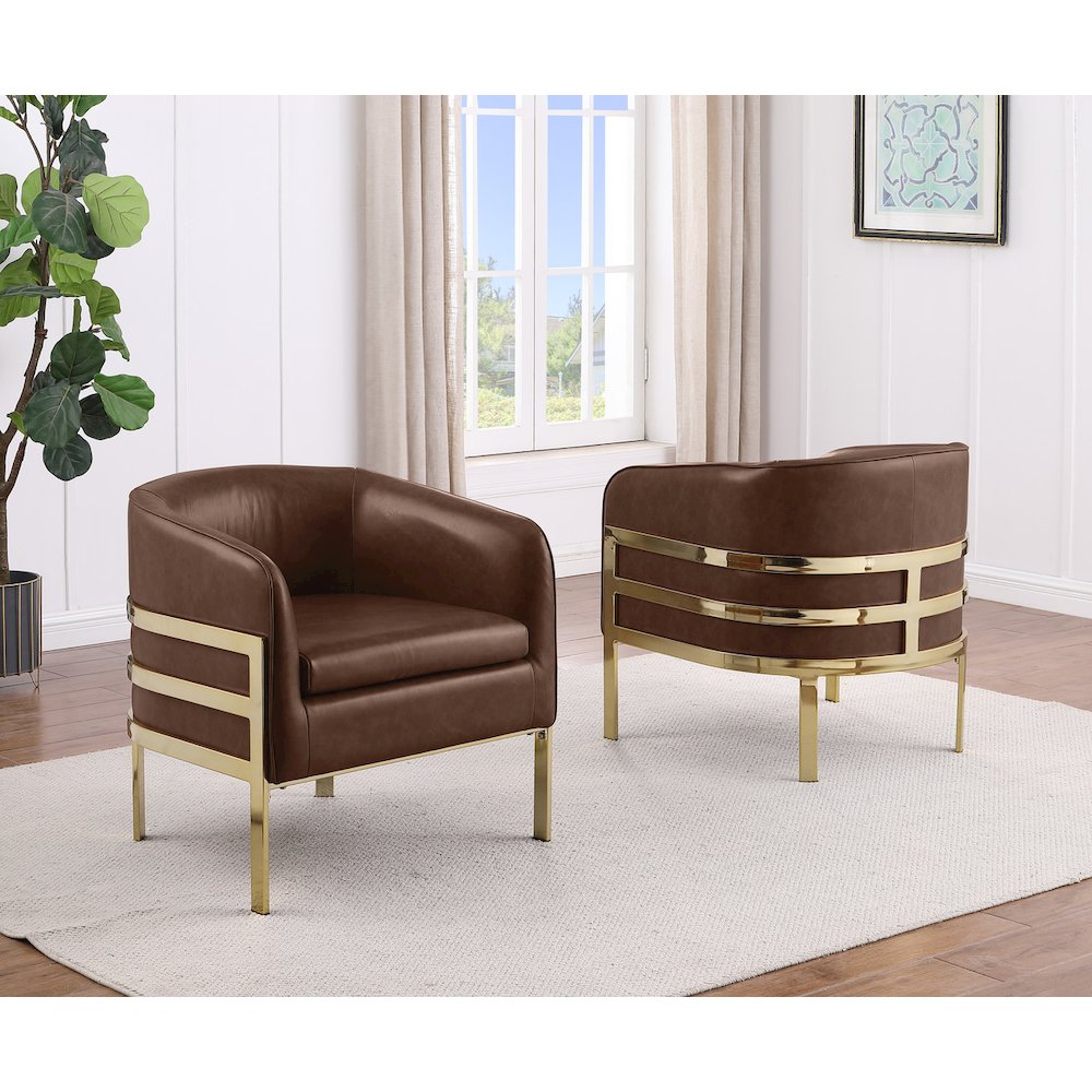Single Mocha Leathaire Barrel Chair