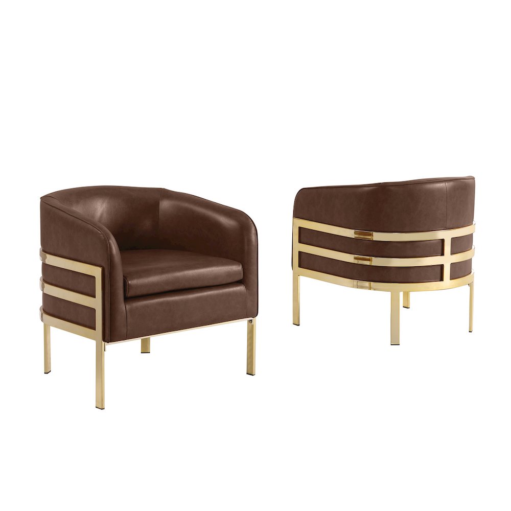 Single Mocha Leathaire Barrel Chair