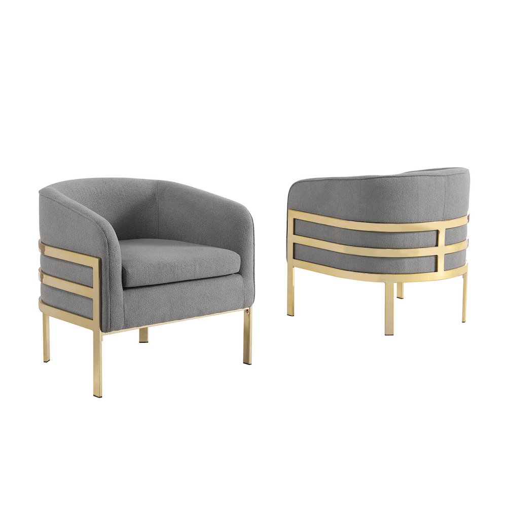 Single Teddy Fabric Dark Gray Barrel Chair