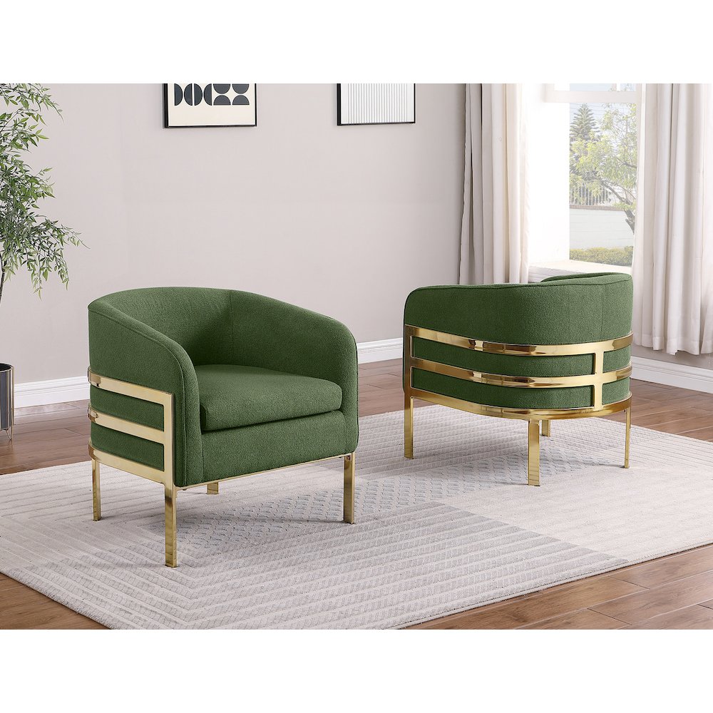 Single Teddy Fabric Green Barrel Chair