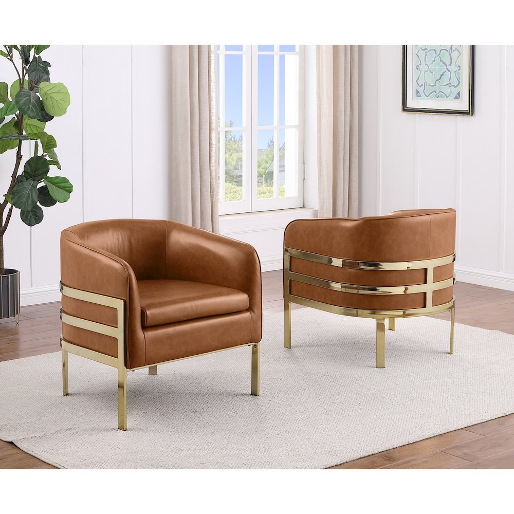 Single Toffee Leathaire Barrel Chair