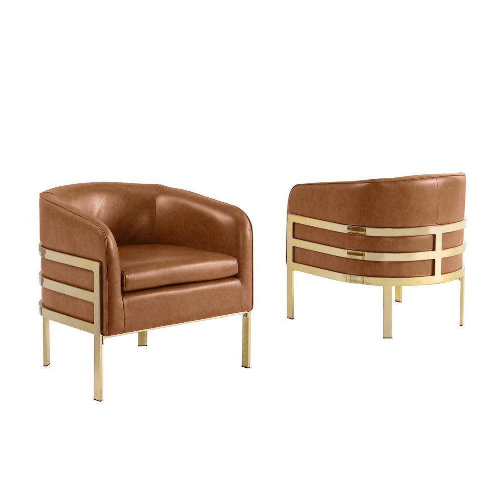 Single Toffee Leathaire Barrel Chair