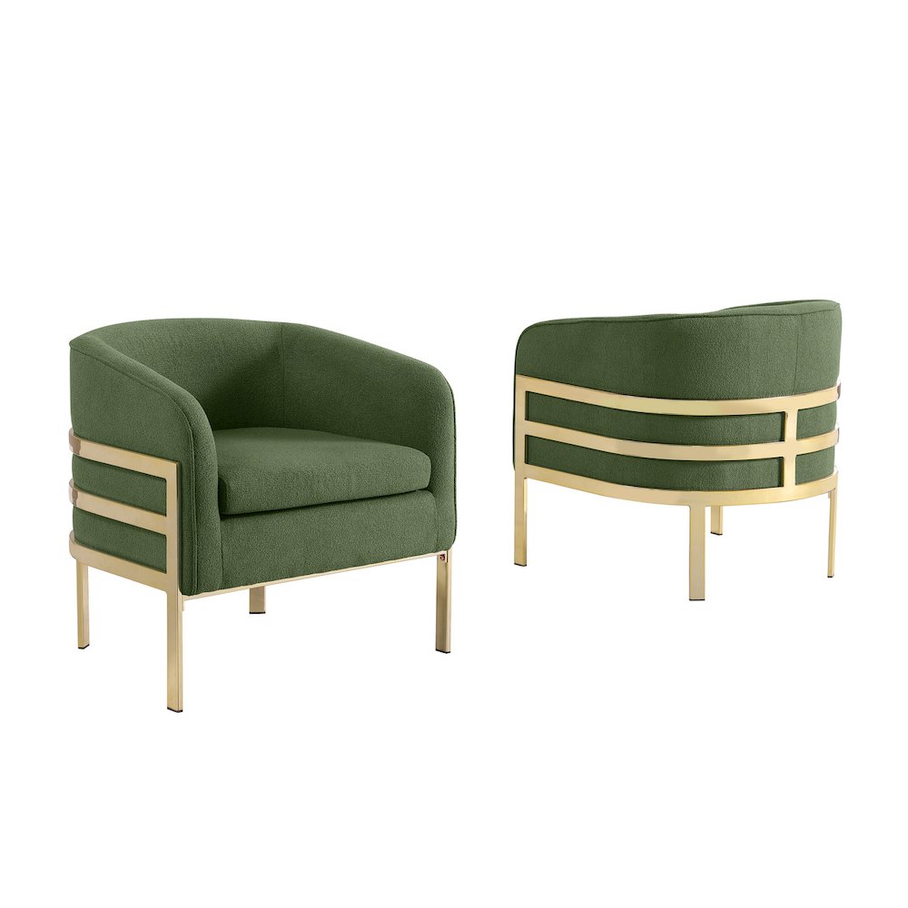 Single Teddy Fabric Green Barrel Chair