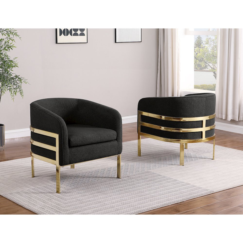 Single Teddy Fabric Black Barrel Chair
