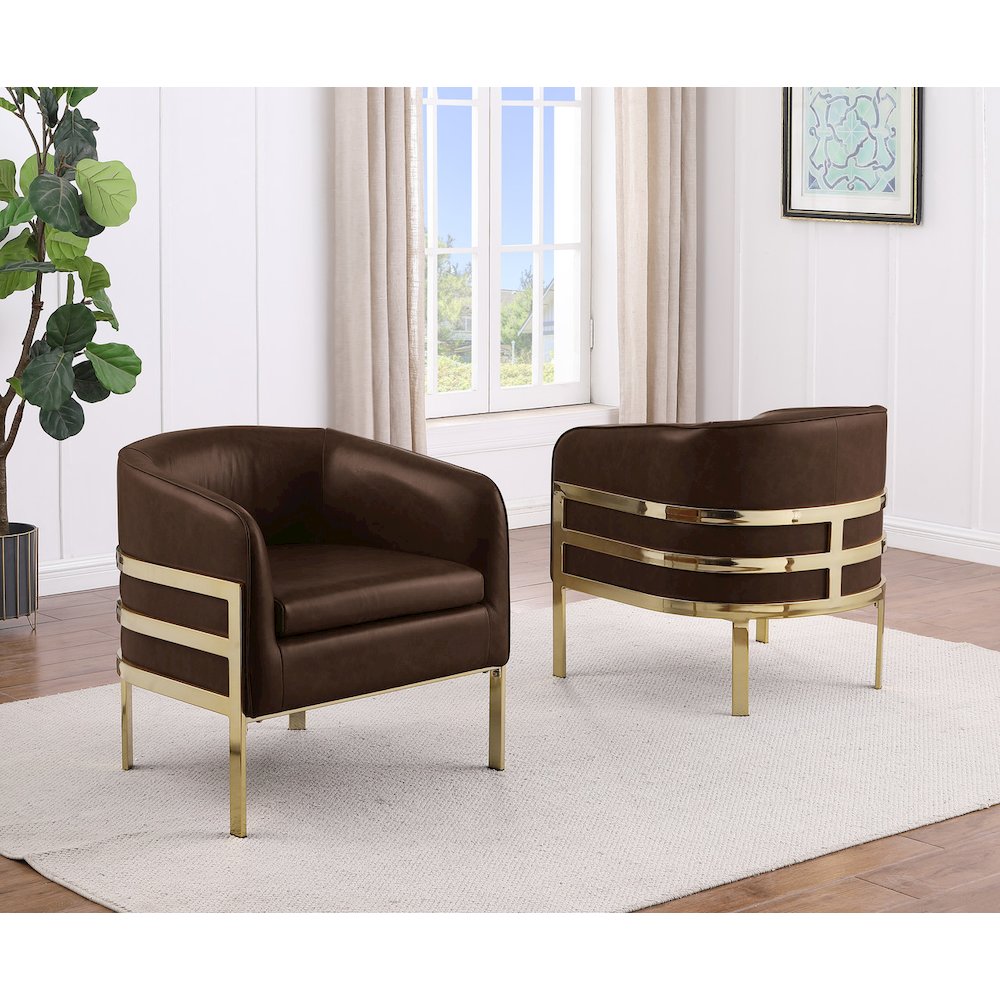 Single Espresso Leathaire Barrel Chair