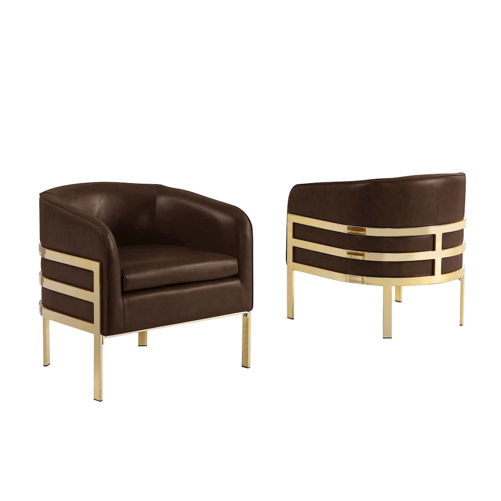 Single Espresso Leathaire Barrel Chair