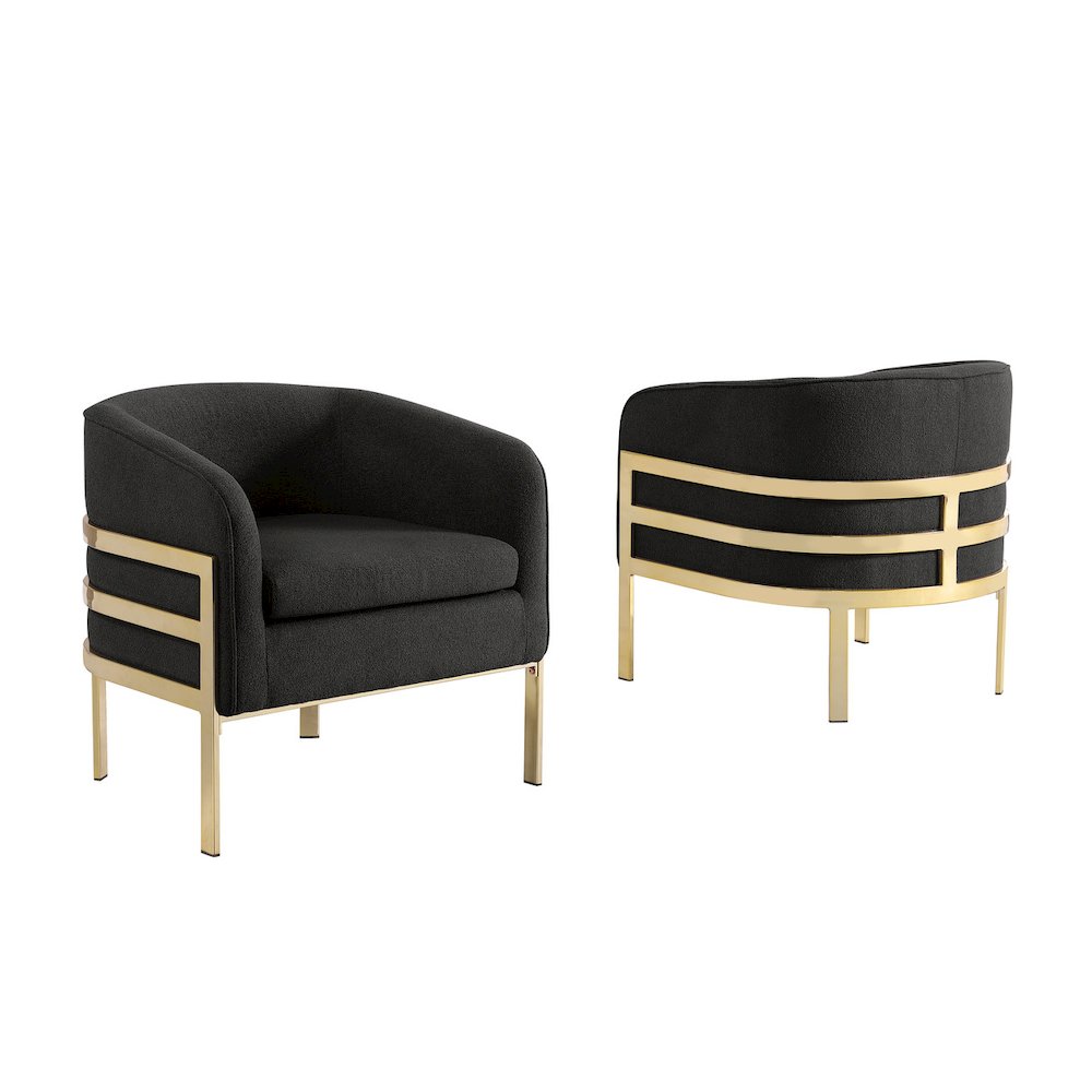 Single Teddy Fabric Black Barrel Chair