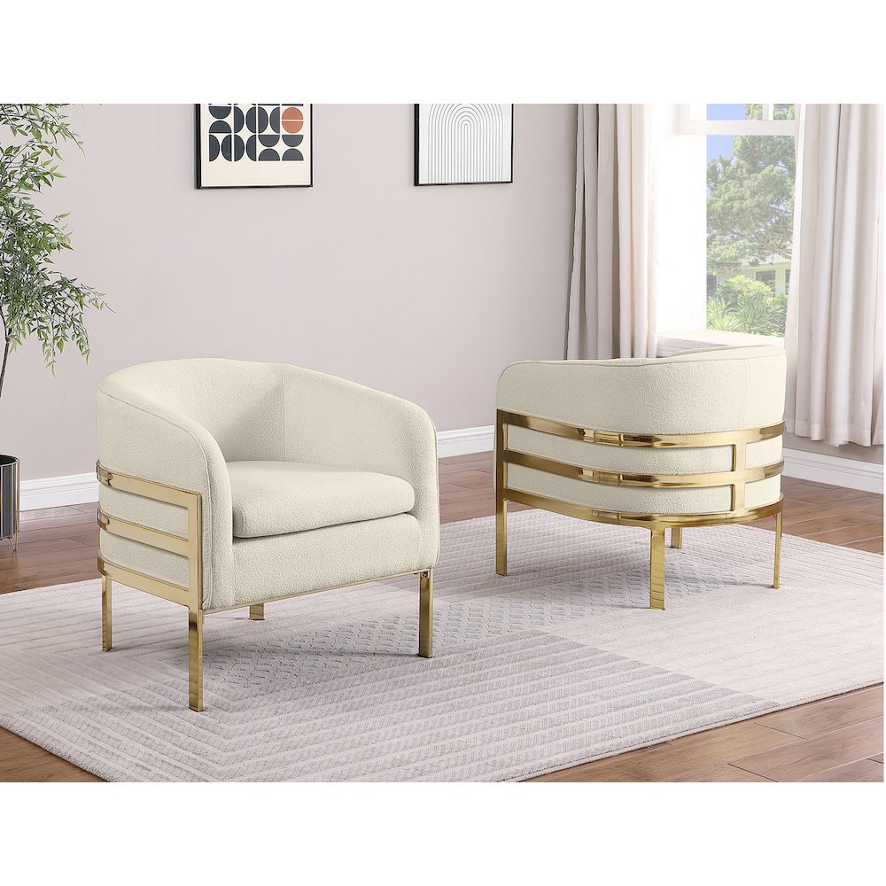 Single Teddy Fabric Cream Barrel Chair