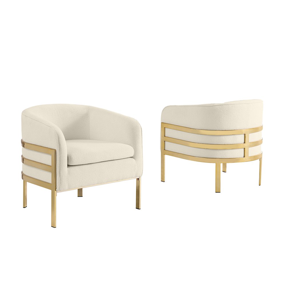 Single Teddy Fabric Cream Barrel Chair