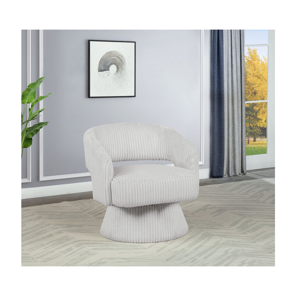 Light Gray Velvet Swivel Accent Barrel Chair