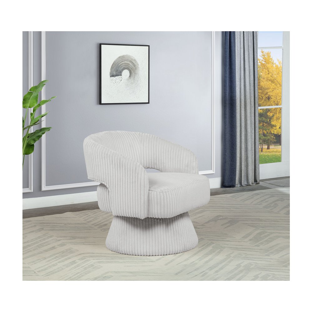 Light Gray Velvet Swivel Accent Barrel Chair