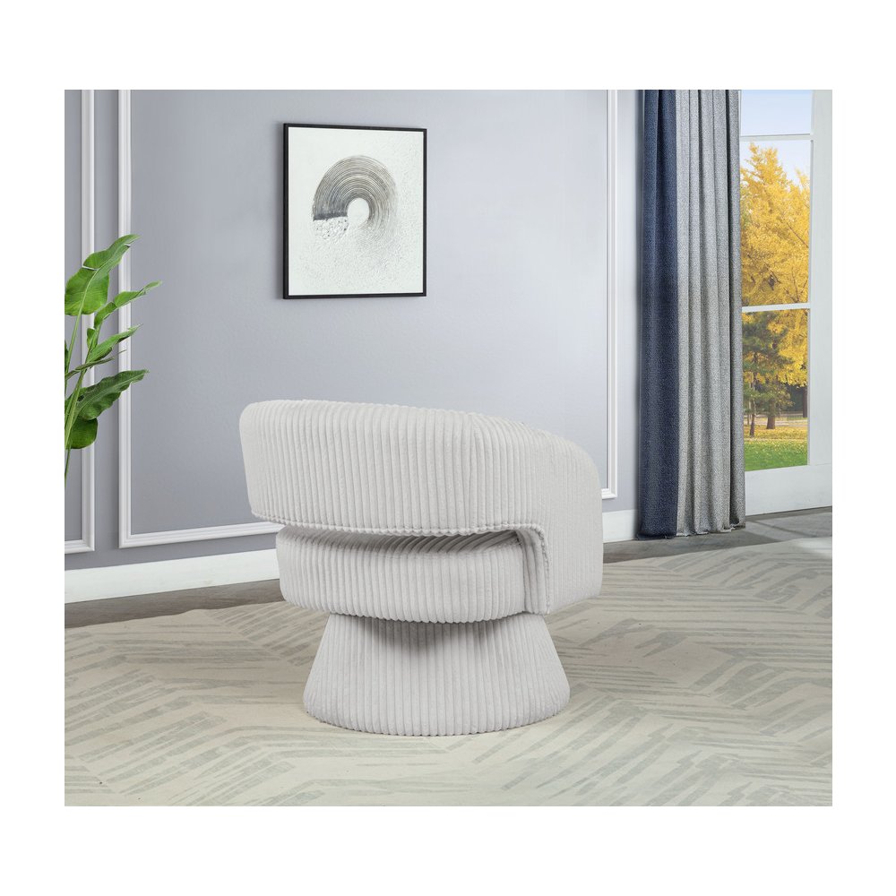 Light Gray Velvet Swivel Accent Barrel Chair