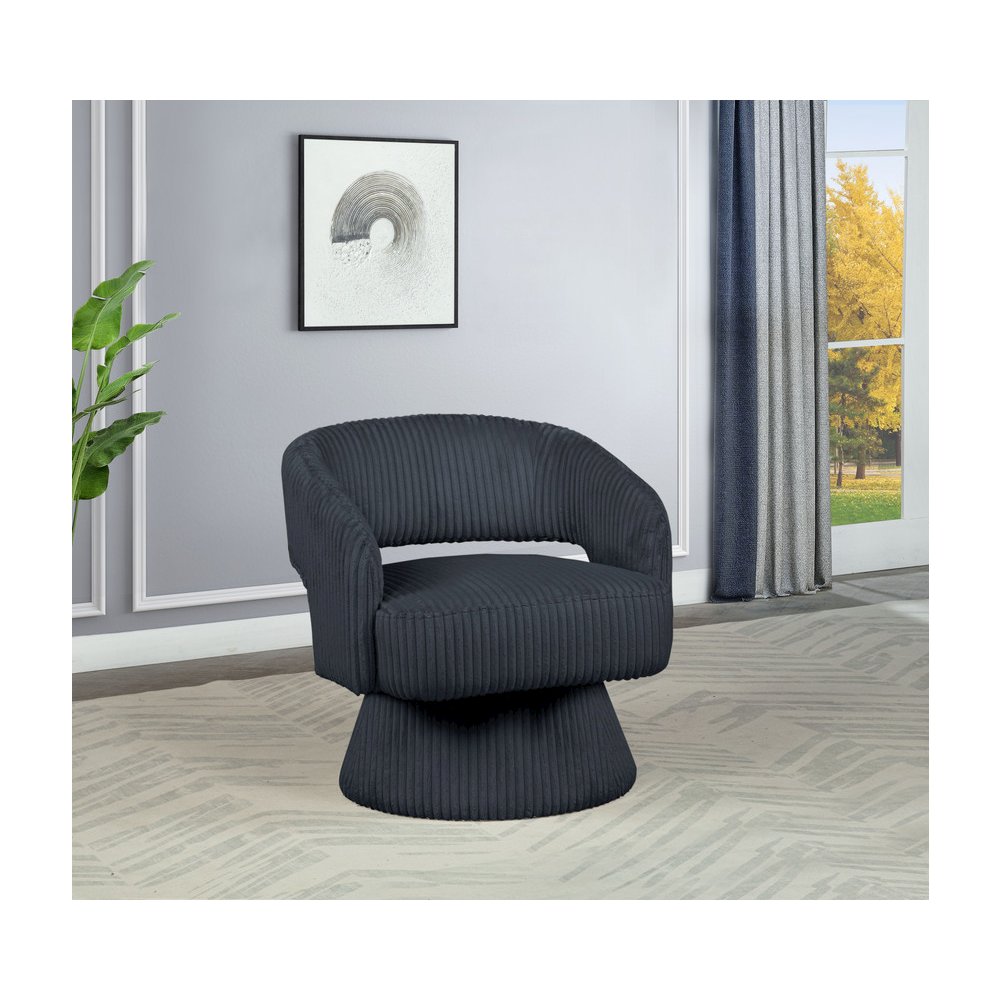 Dark Grey Velvet Swivel Accent Barrel Chair
