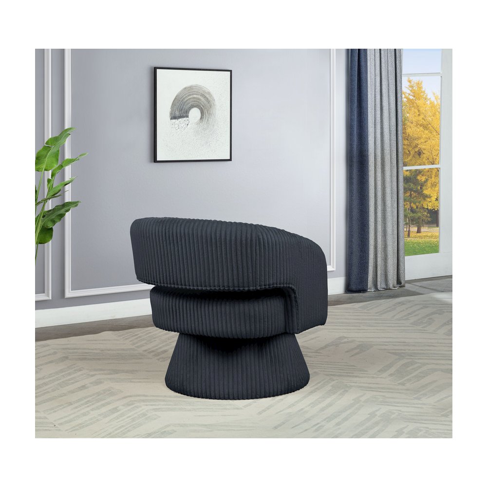 Dark Grey Velvet Swivel Accent Barrel Chair