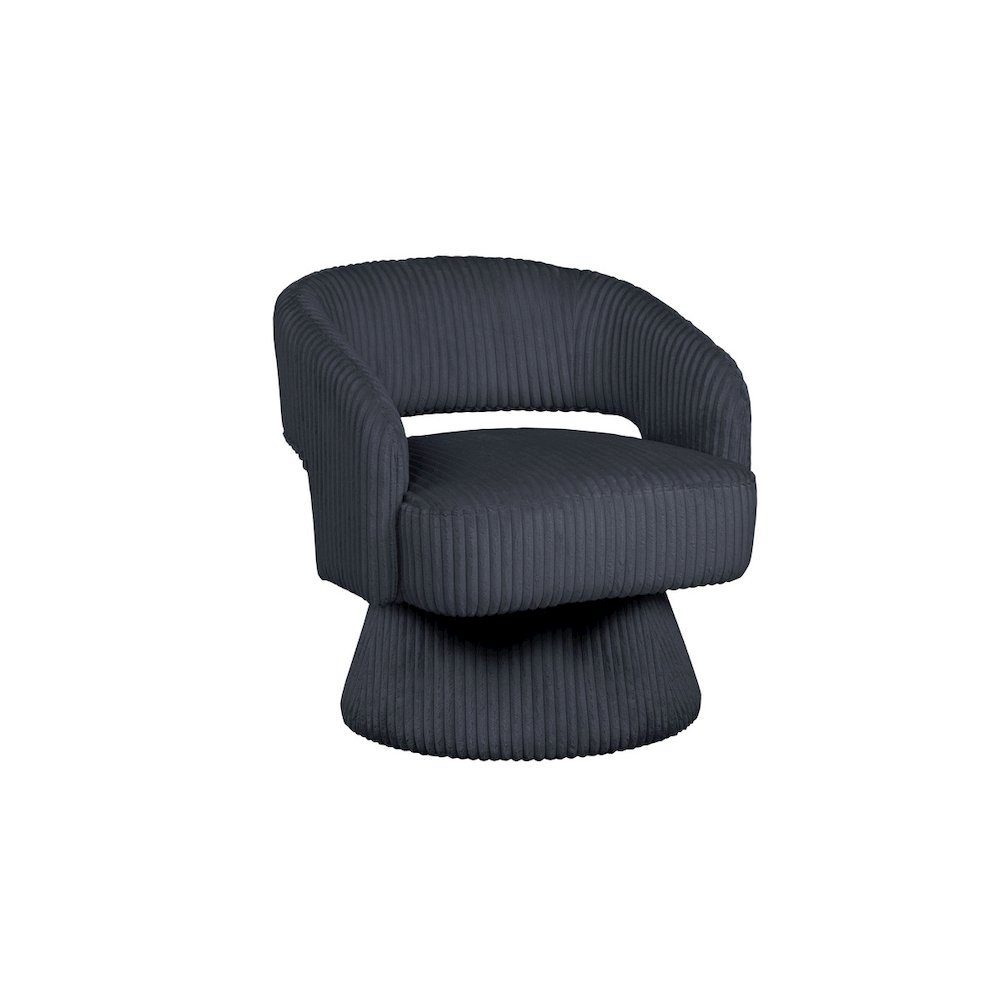 Dark Grey Velvet Swivel Accent Barrel Chair