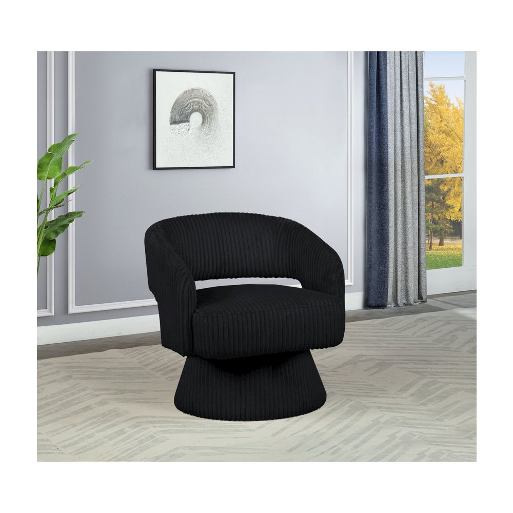 Black Velvet Swivel Accent Barrel Chair