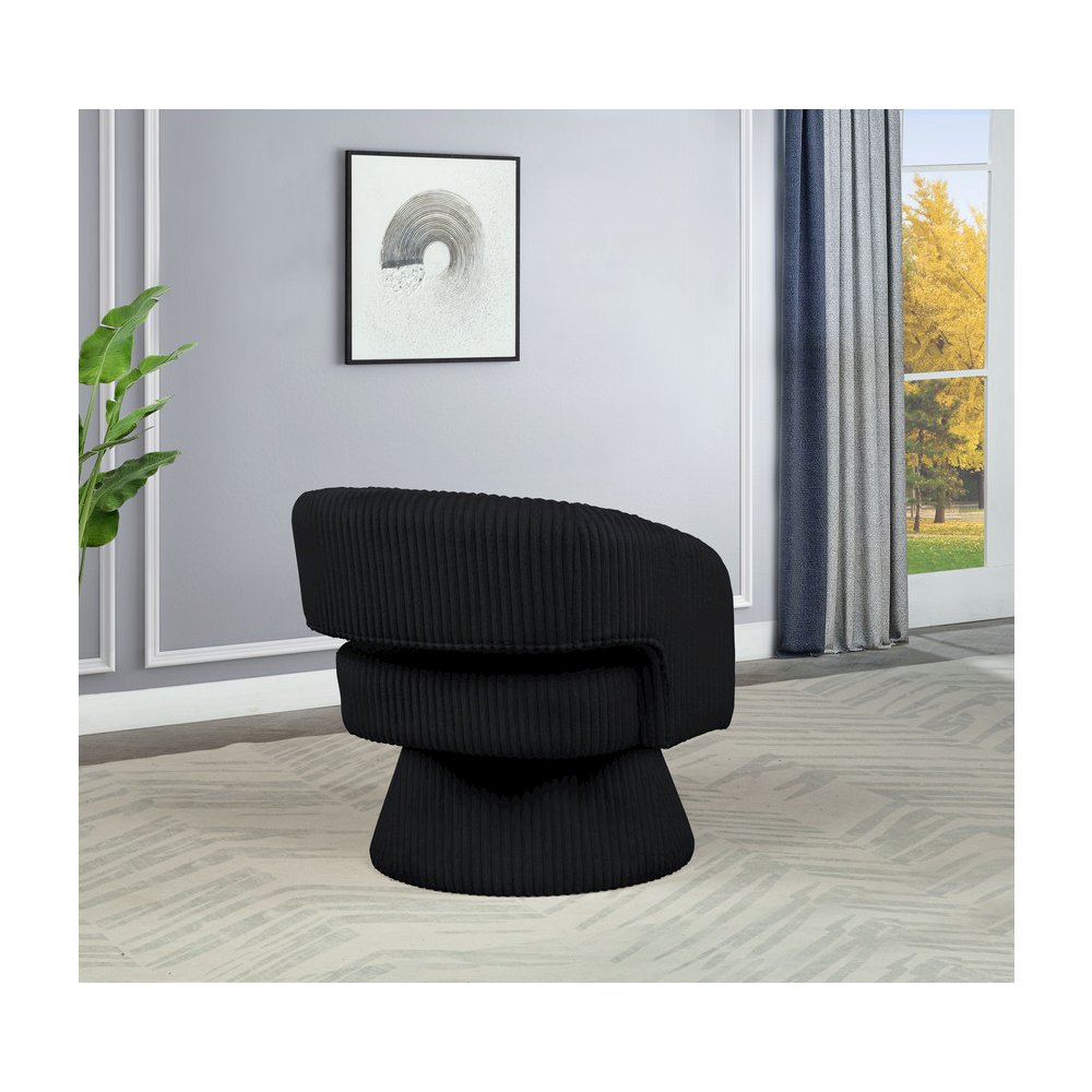 Black Velvet Swivel Accent Barrel Chair
