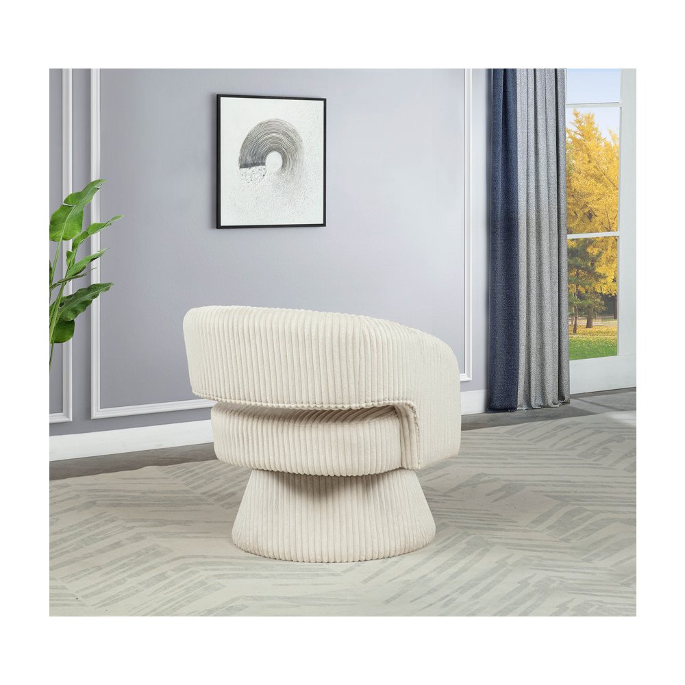Cream Velvet Swivel Accent Barrel Chair