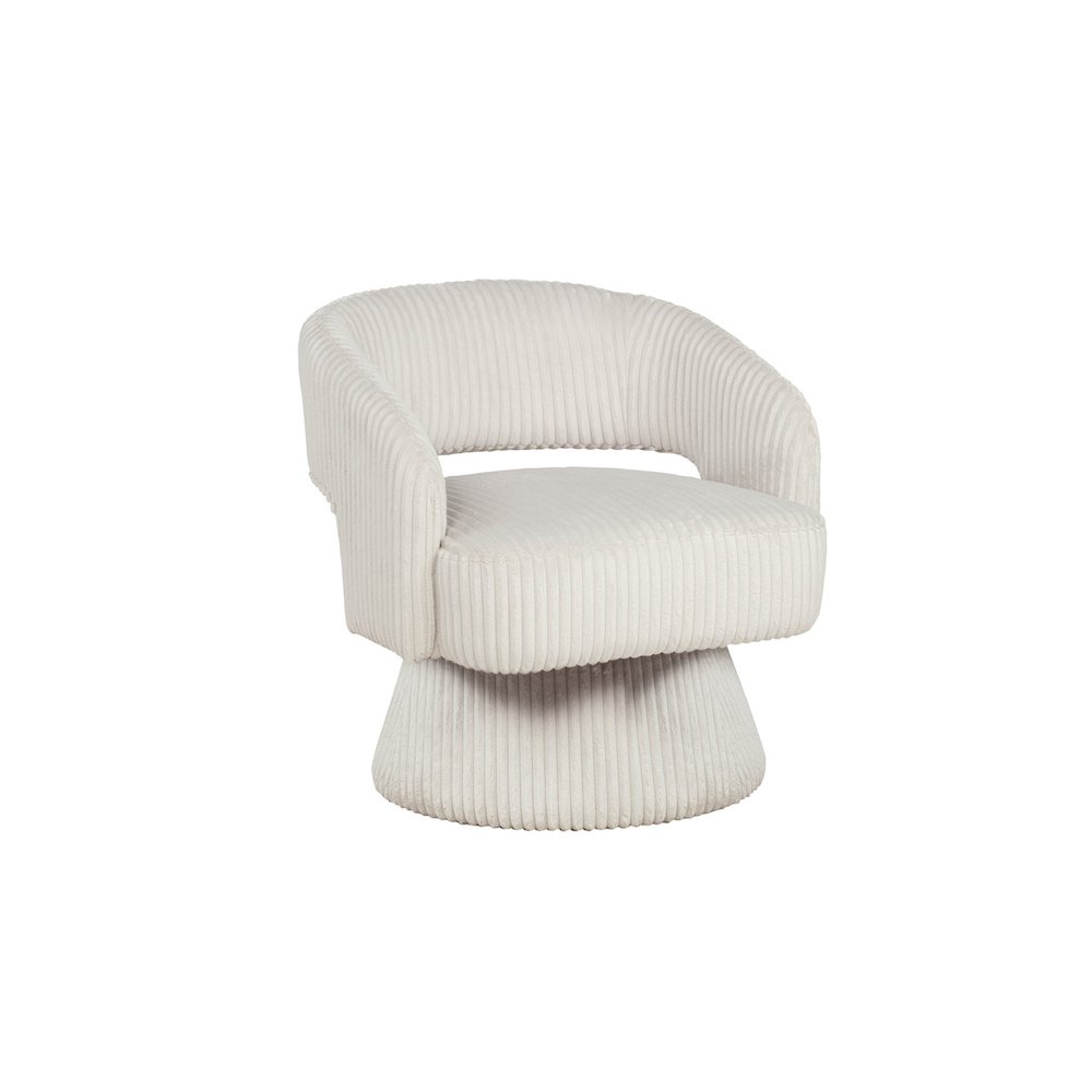 Cream Velvet Swivel Accent Barrel Chair