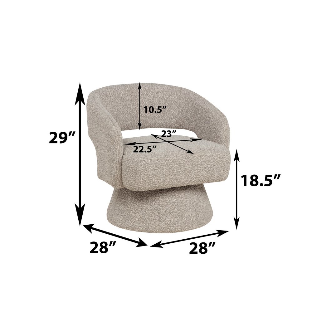 Gray Boucle Swivel Accent Barrel Chair