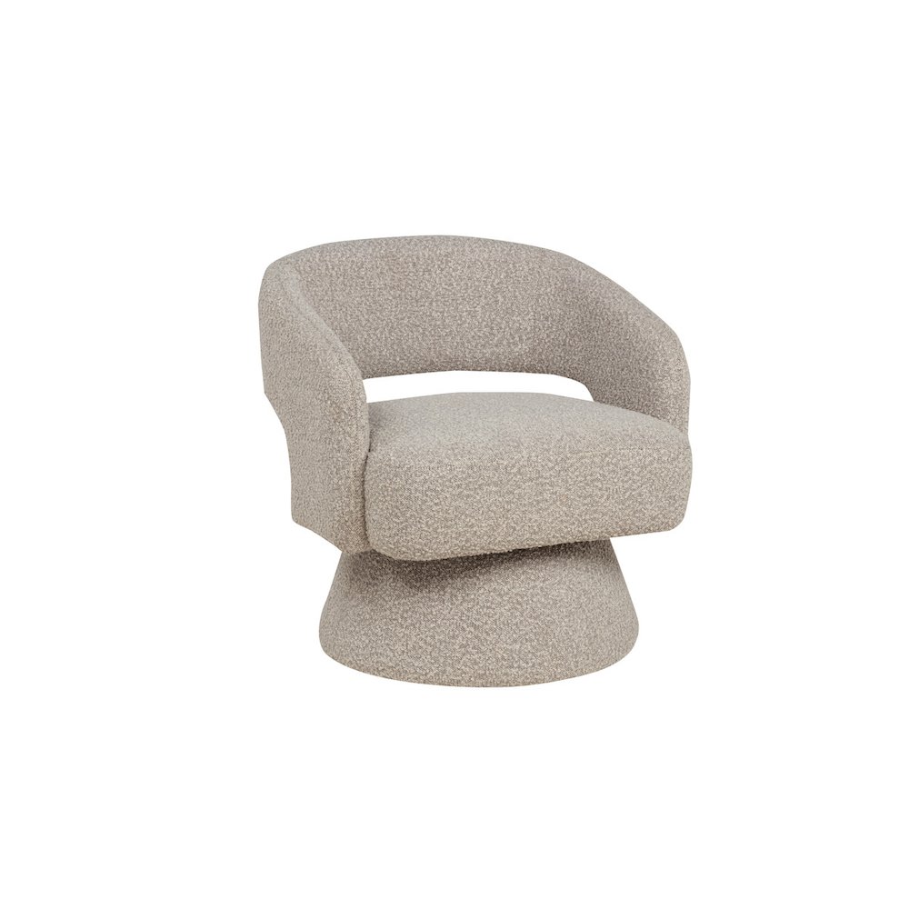 Gray Boucle Swivel Accent Barrel Chair