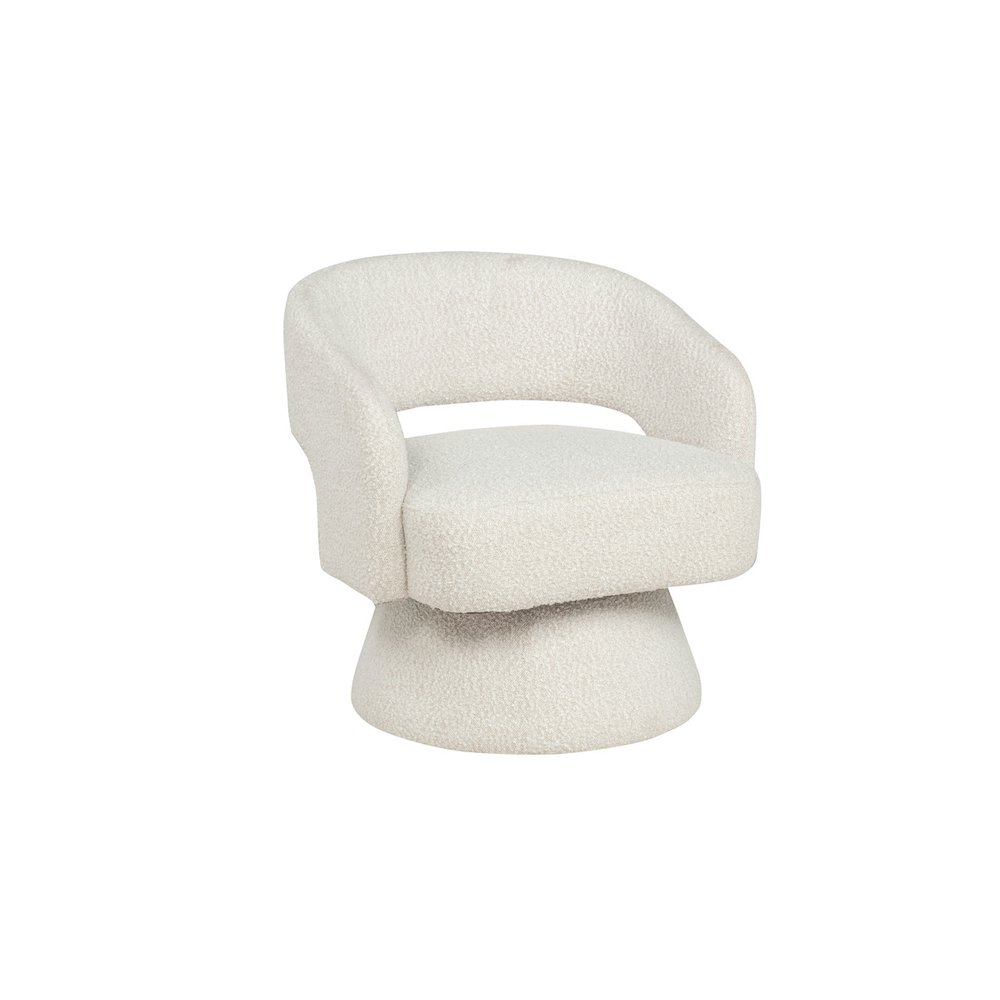 Cream Boucle Swivel Accent Barrel Chair
