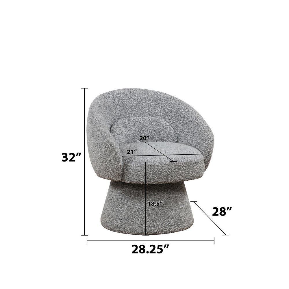 Rich Gray Boucle Swivel Accent Chair/Lumbar Pillow