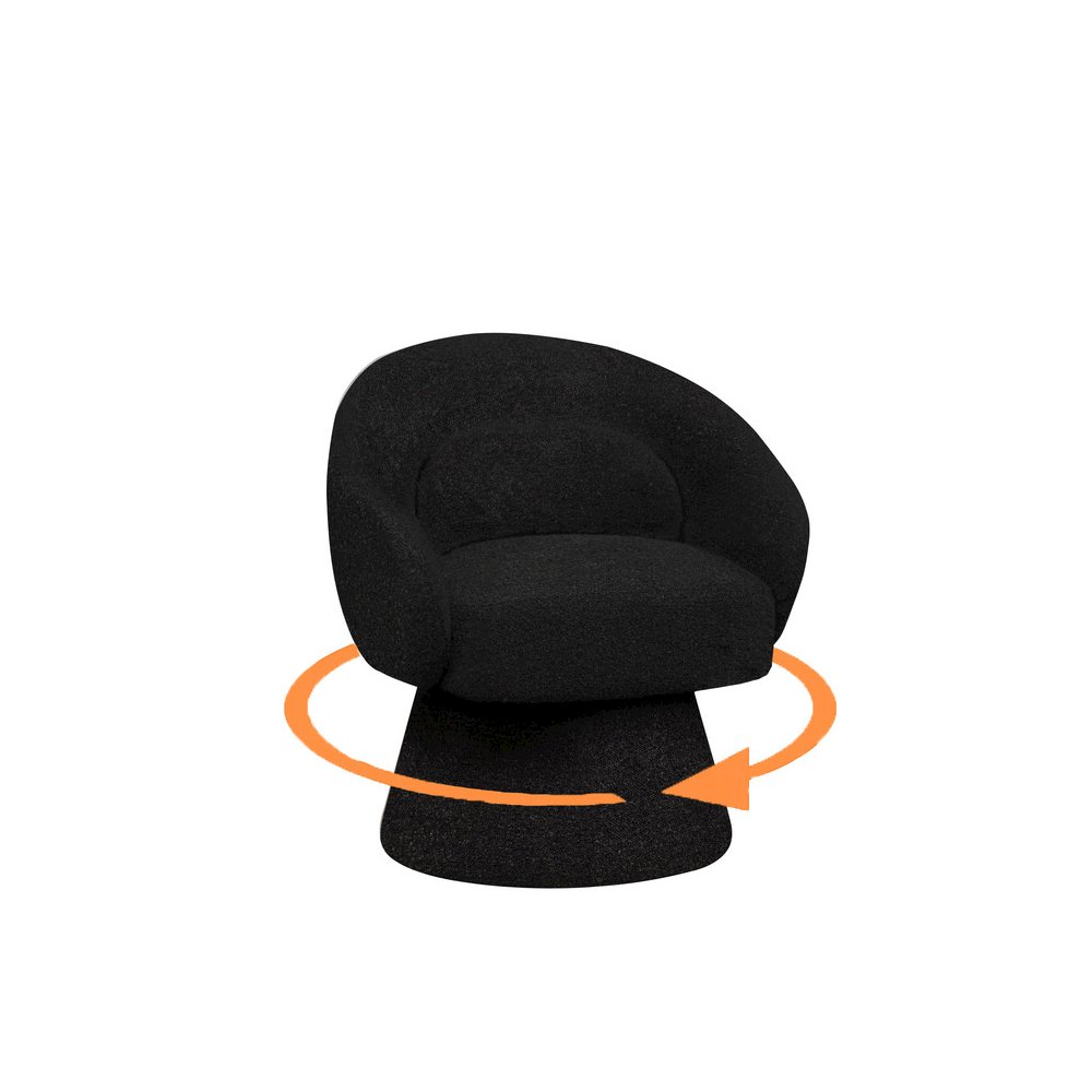Black Boucle Swivel Accent Chair/Lumbar Pillow