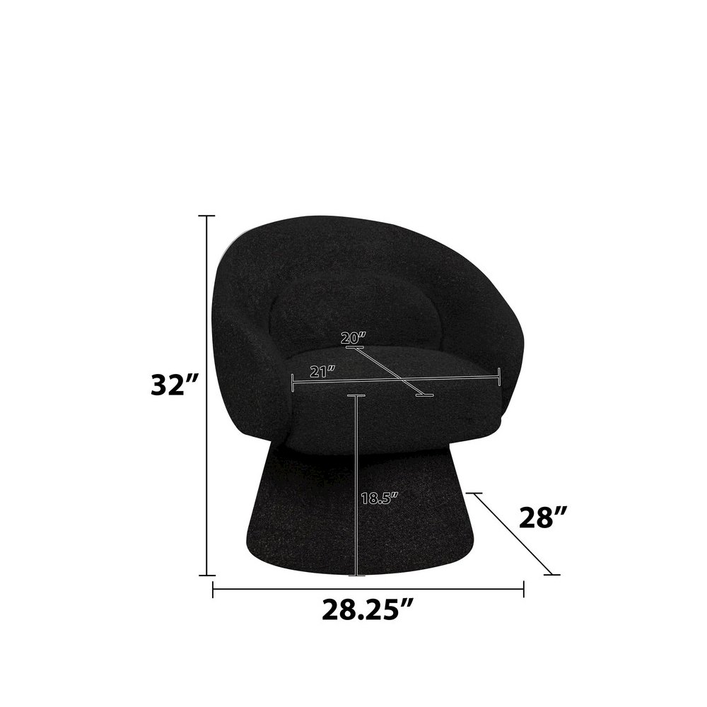 Black Boucle Swivel Accent Chair/Lumbar Pillow