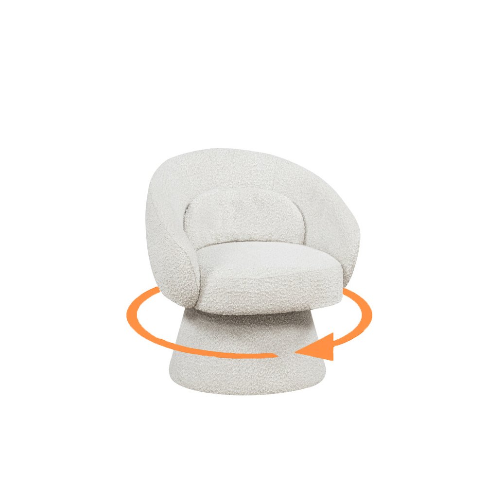 Cream Boucle Swivel Accent Chair/Lumbar Pillow
