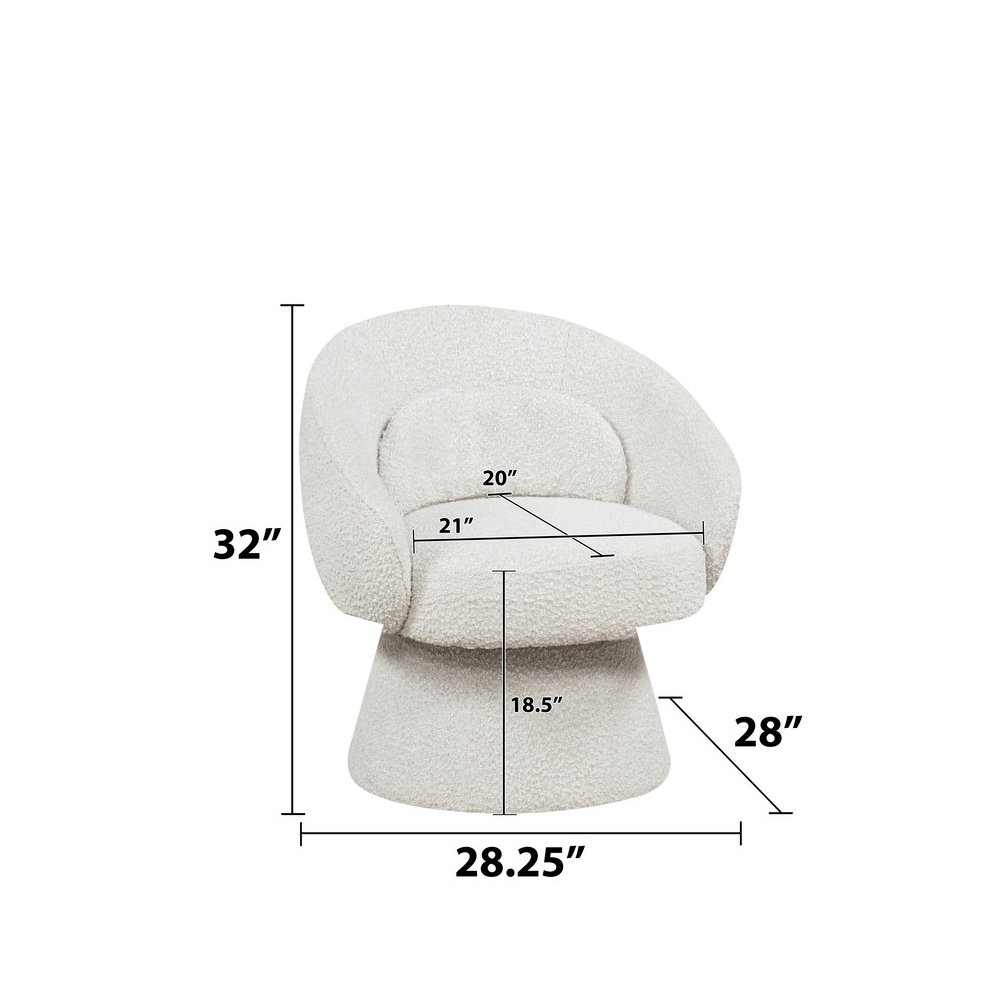 Cream Boucle Swivel Accent Chair/Lumbar Pillow