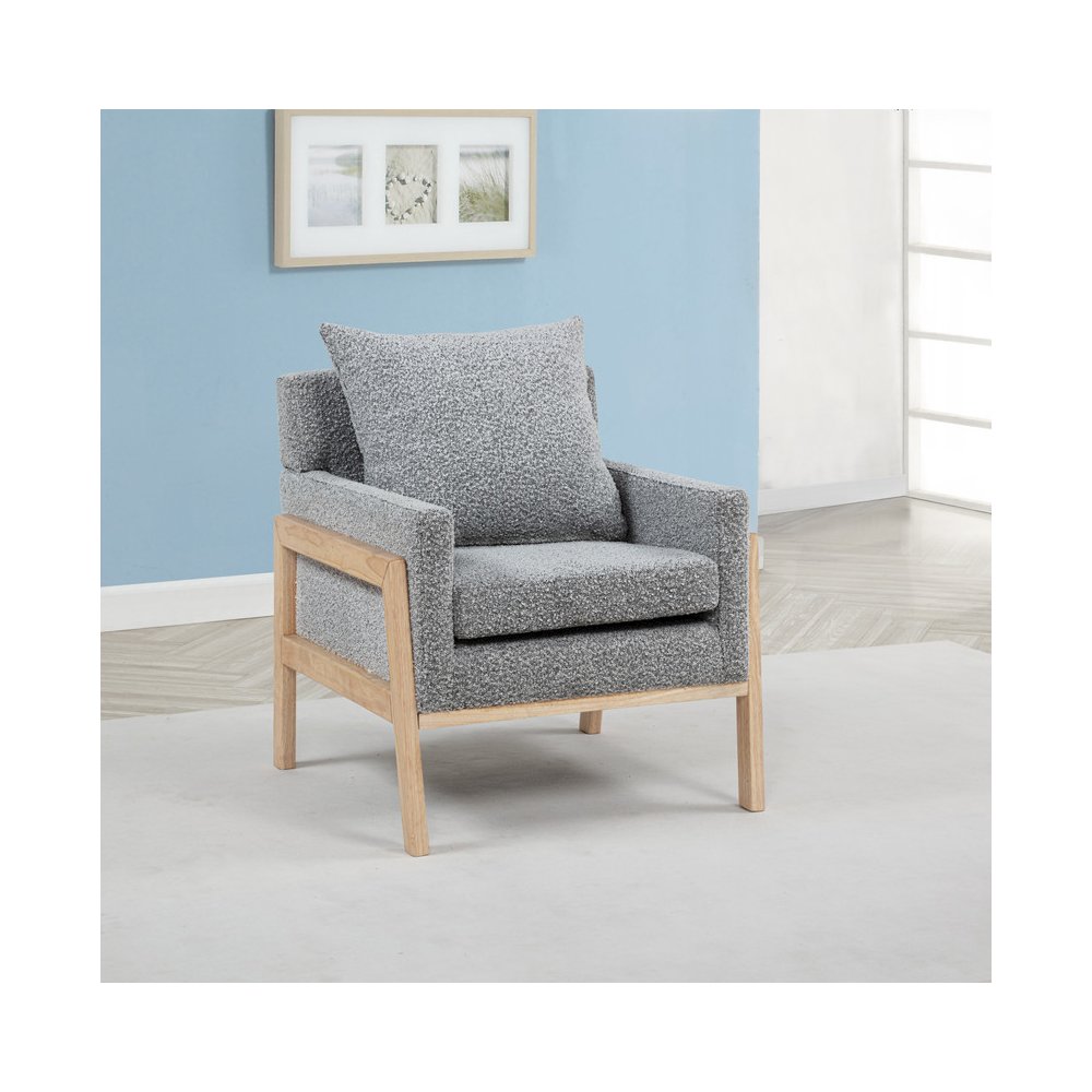 Rich Gray Boucle Accent Arm Chair
