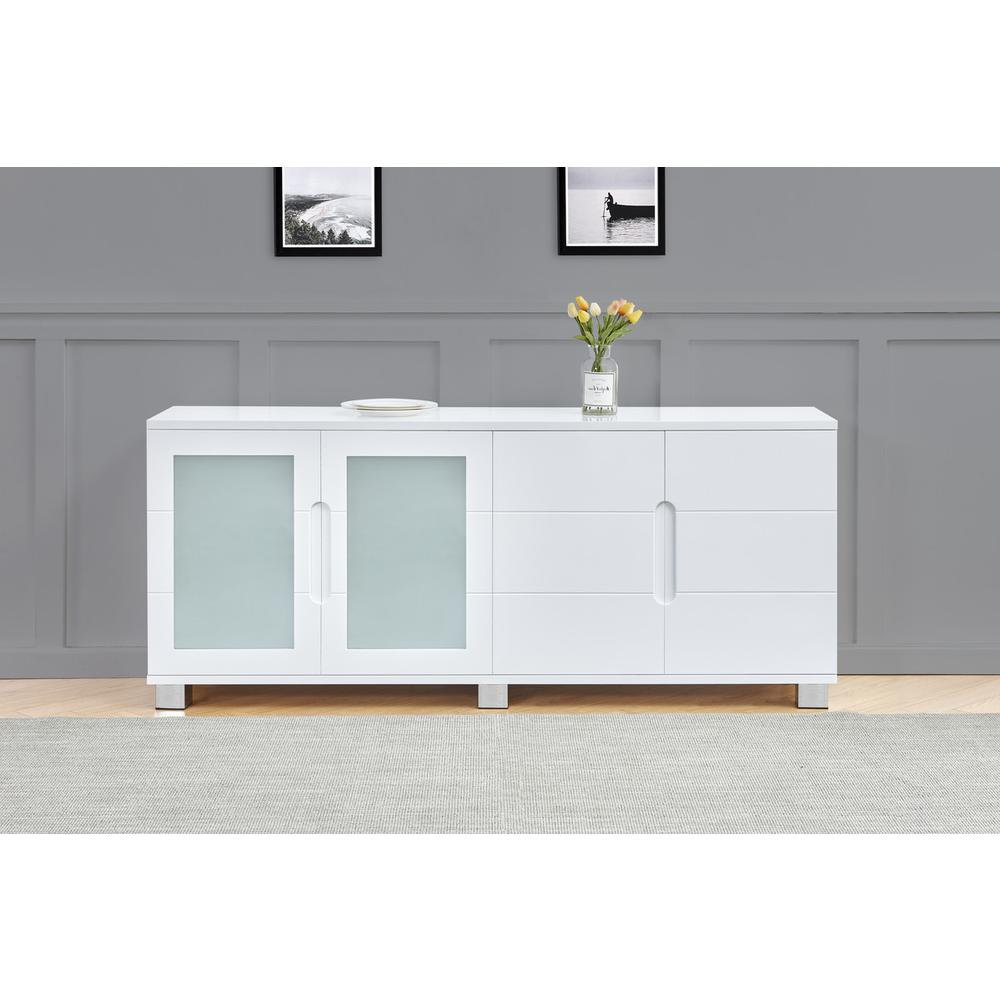 High Gloss White 4 door server