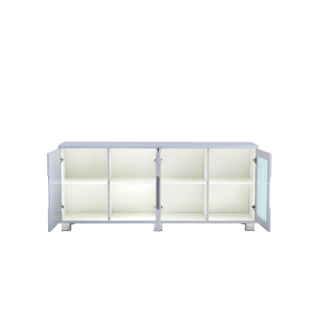 High Gloss light Gray server with 4 doors