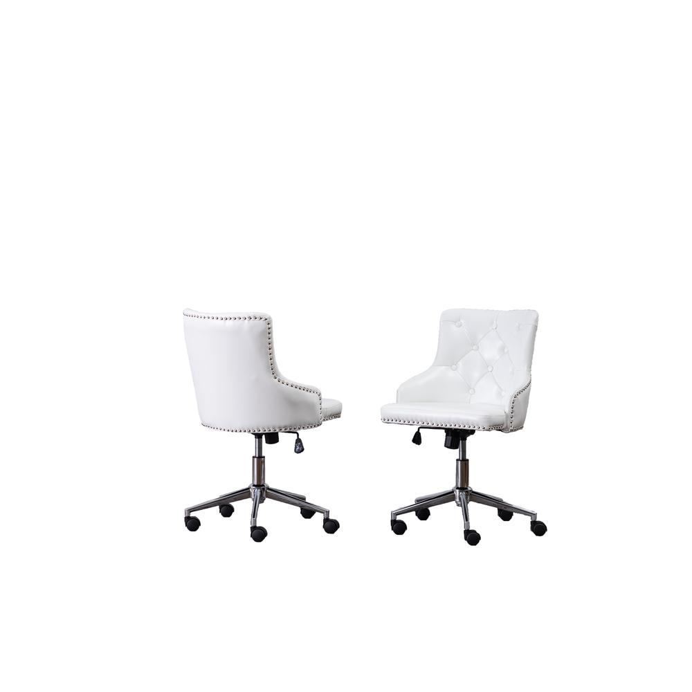 Tufted Faux Leather Office Chair in White – Single