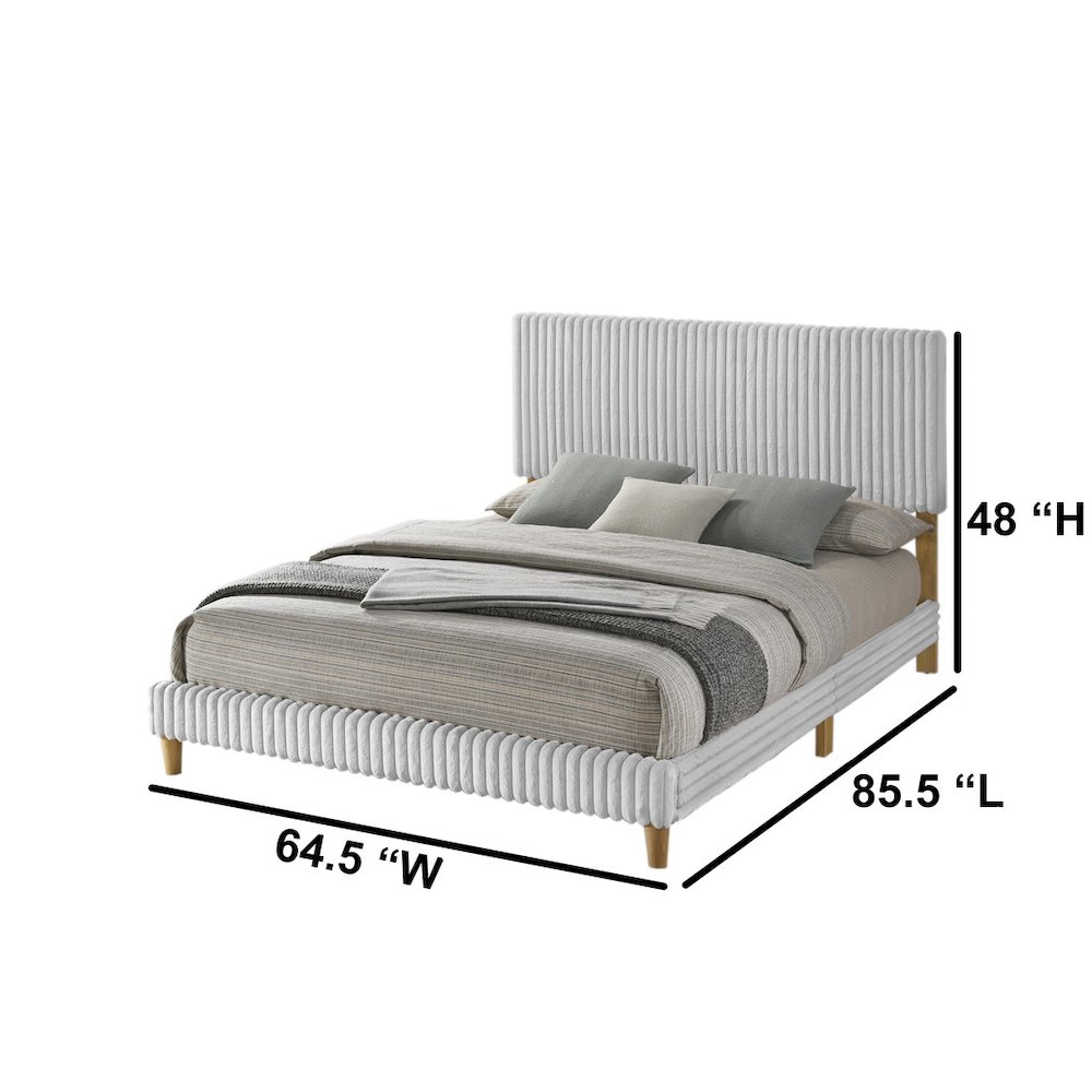 Queen size panel bed with wodden legs in Light gray color