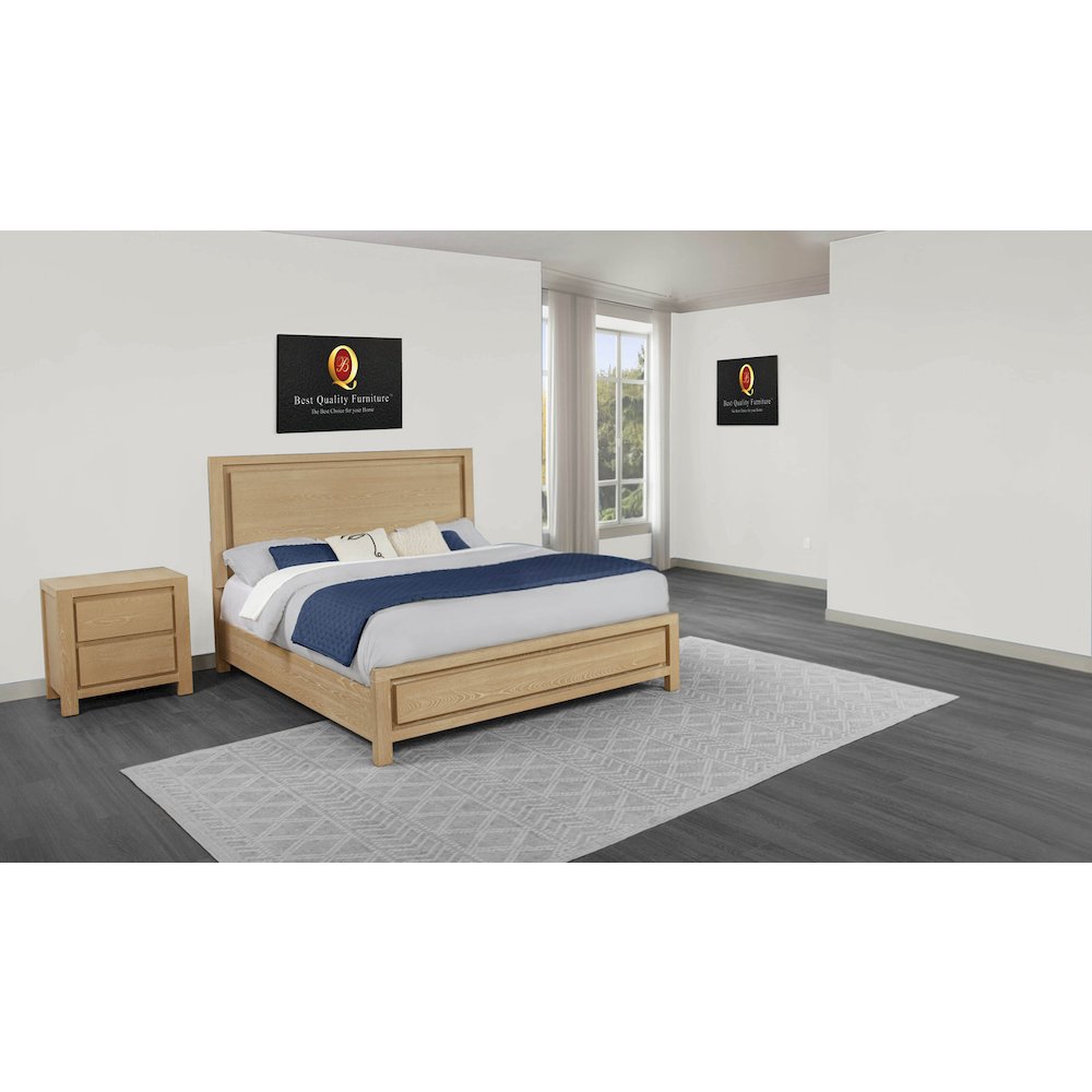 2pc Rubber Wood Light Oak Natuiral Finish Eastern King Bedroom Set