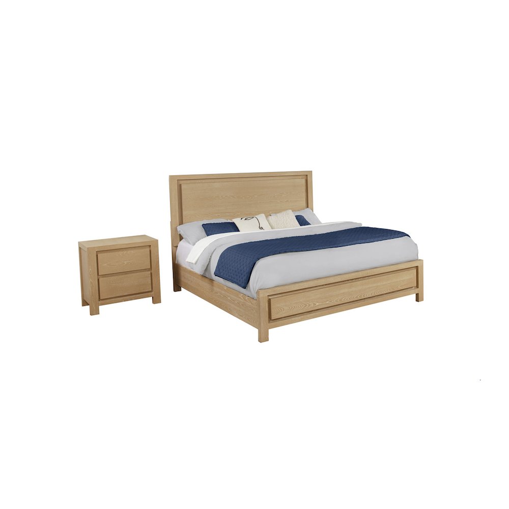2pc Rubber Wood Light Oak Natuiral Finish Eastern King Bedroom Set