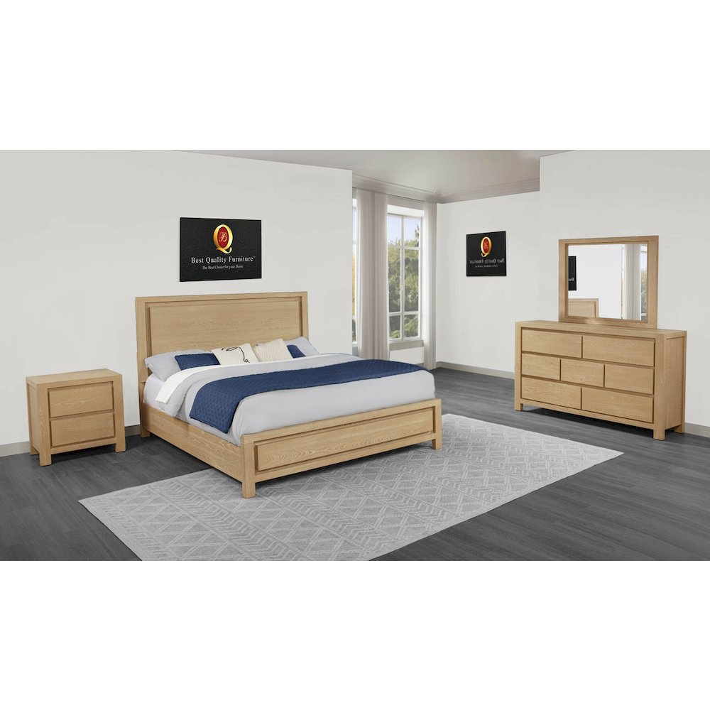 4pc Rubber Wood Light Oak Natuiral Finish Eastern King Bedroom Set