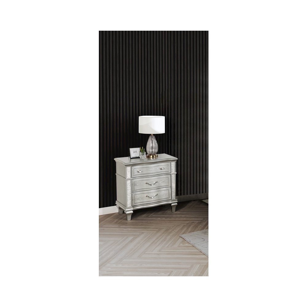 Classic Silver Nightstand In Silver Color