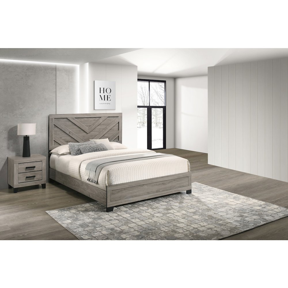 2 piece light gray pannel bedroom set (Bed+NS)