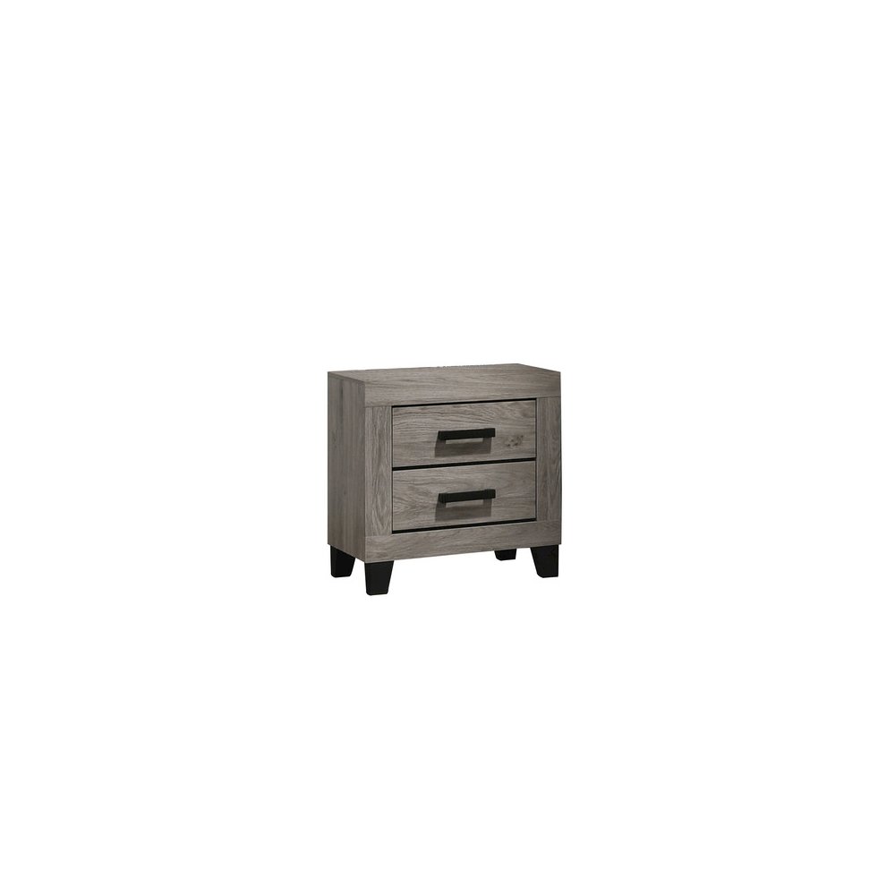 Light grey 2-drawer bedroom nightstand