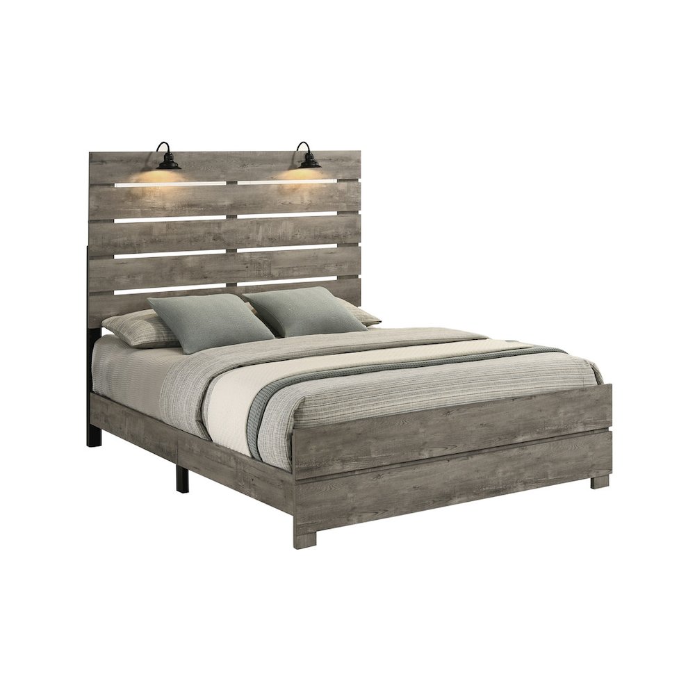 Modern Full Size Panel Bed In Antique Gray